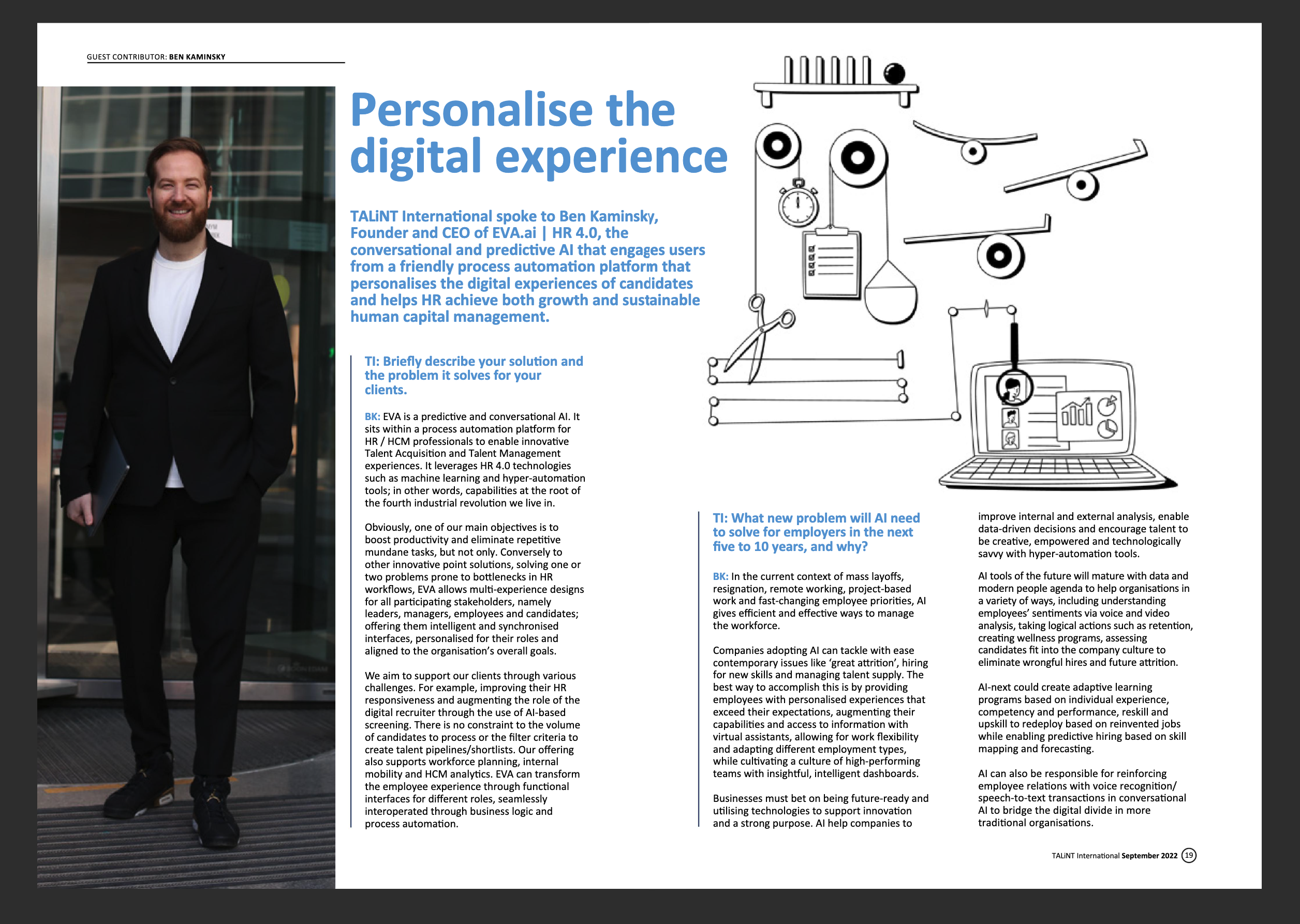 TALiNT interview, page 1: Personalise the digital experience. Ben Kaminsky discusses EVA and AI in workforce management.