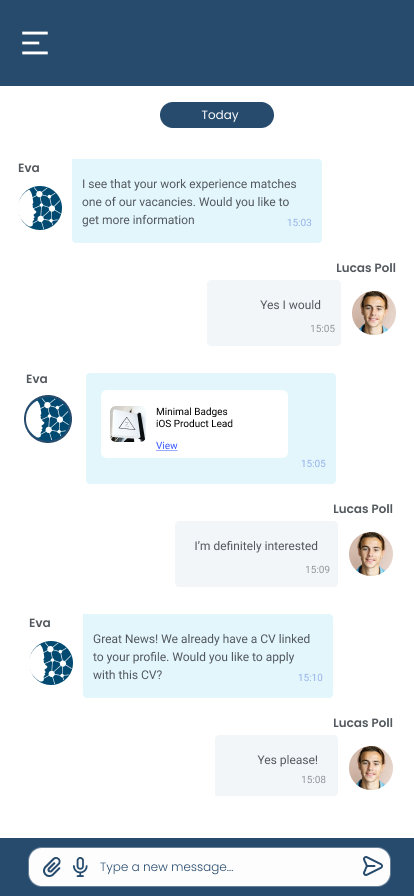 Eva chatbot AI interview